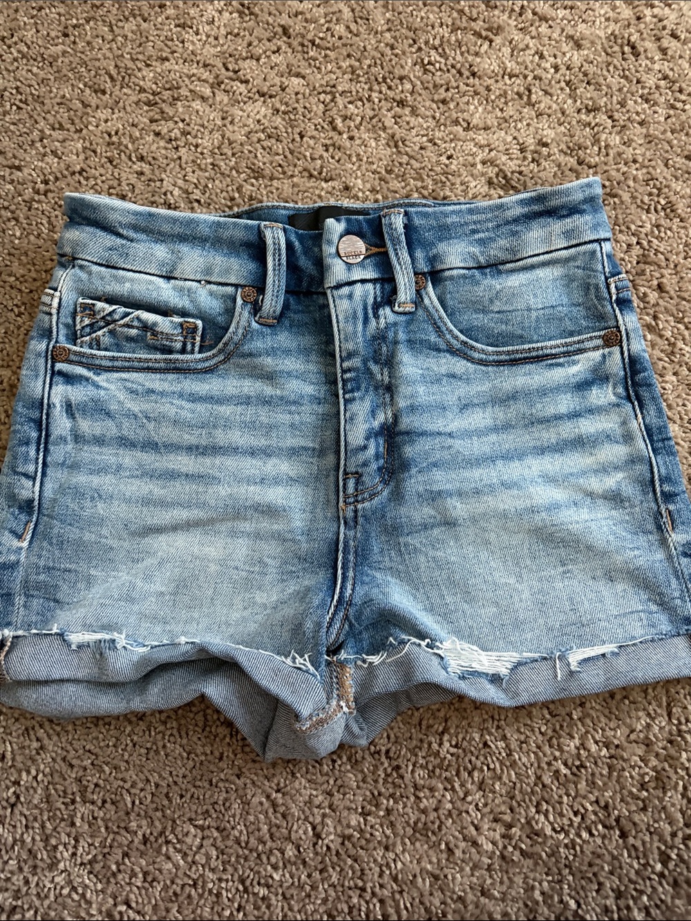 Buckle Black- Light Blue Distressed Denim Women's Shorts